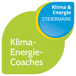 Logo für Klima- und Energie-Coaches der Steiermark. Grün-blauer Farbton.