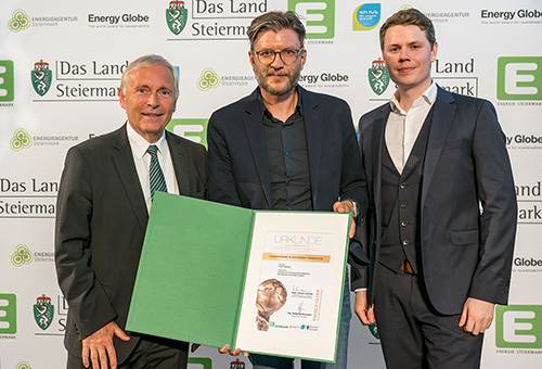 (v.l.n.r.) Rubrikpate Christian Purrer (Energie Steiermark), Thomas Kienberger und Josef Steinegger (Lehrstuhl für Energieverbundtechnik an der Montanuniversität Leoben)